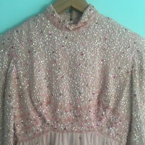 60s beaded silk chiffon ice skater mini dress